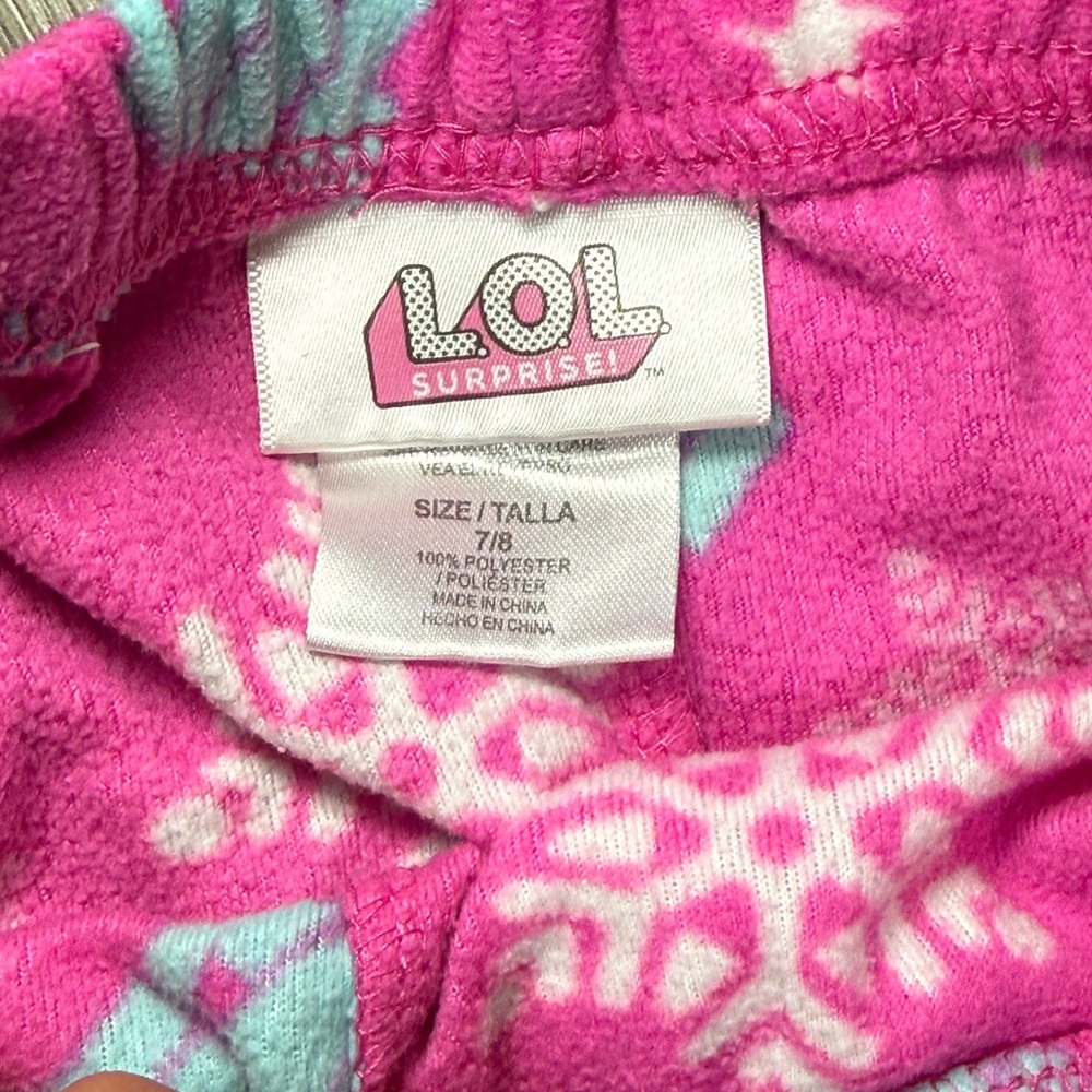 L.O.L. Surprise! Girls Pink and Blue Pajama Bottoms 7-8 2 Pack - Picture 2 of 3